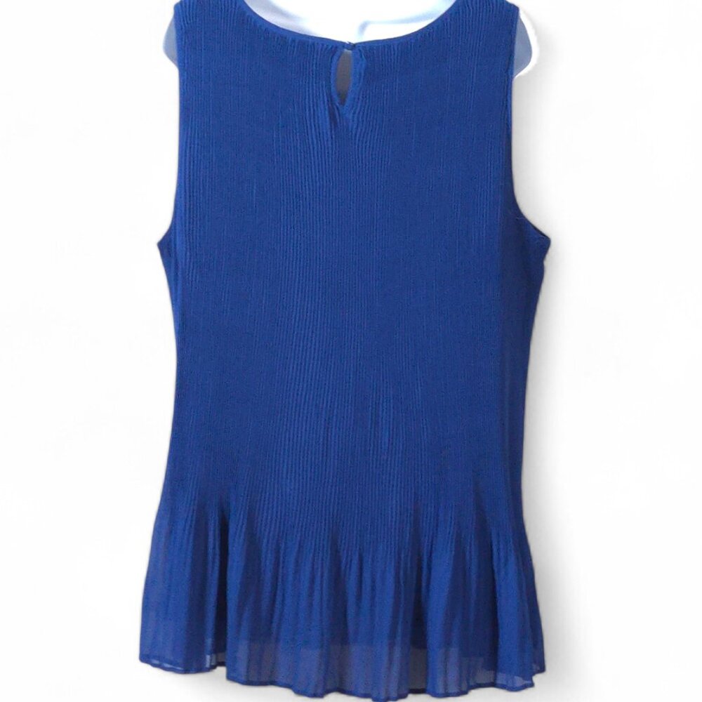 Roz & Ali Womens 2X Blue Pleated Peplum Tank Top Sleeveless Plus Size EUC - Picture 5 of 9